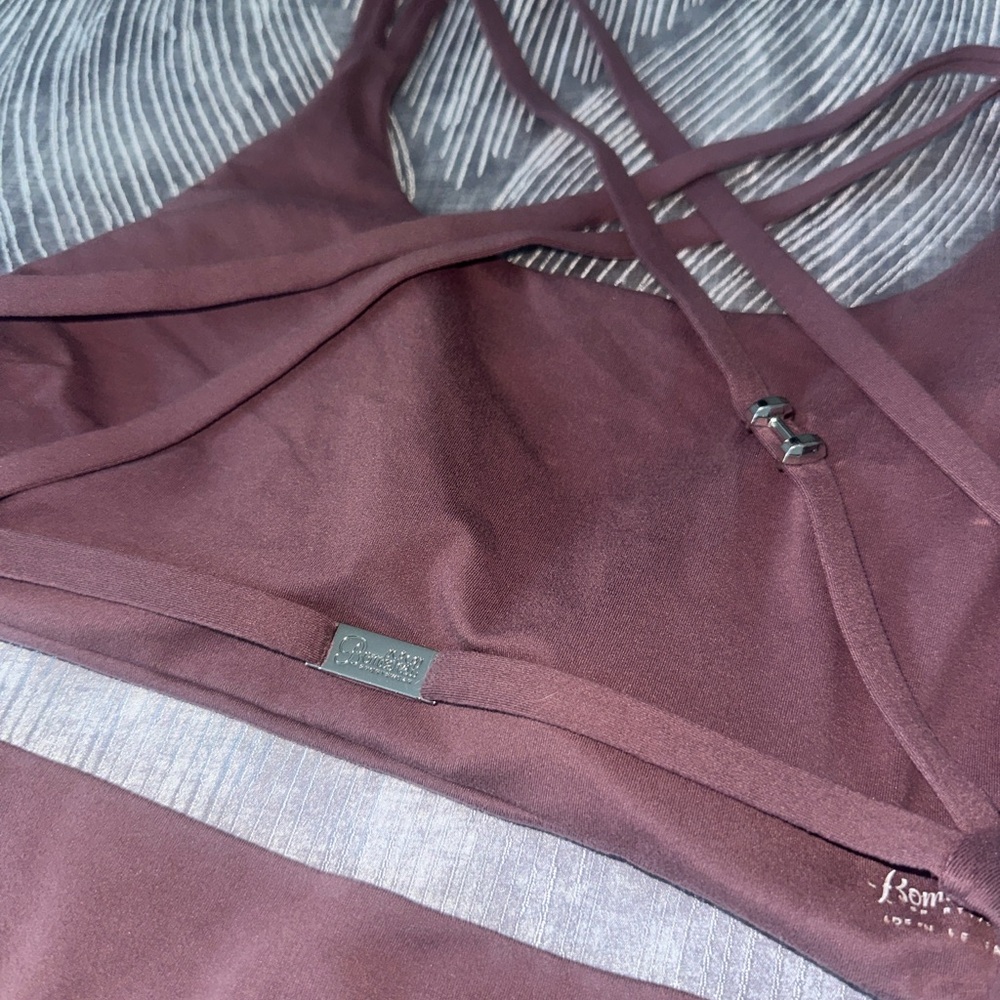 Bombshell Sportswear Brown Leggings Mauve Set - Picture 9 of 13